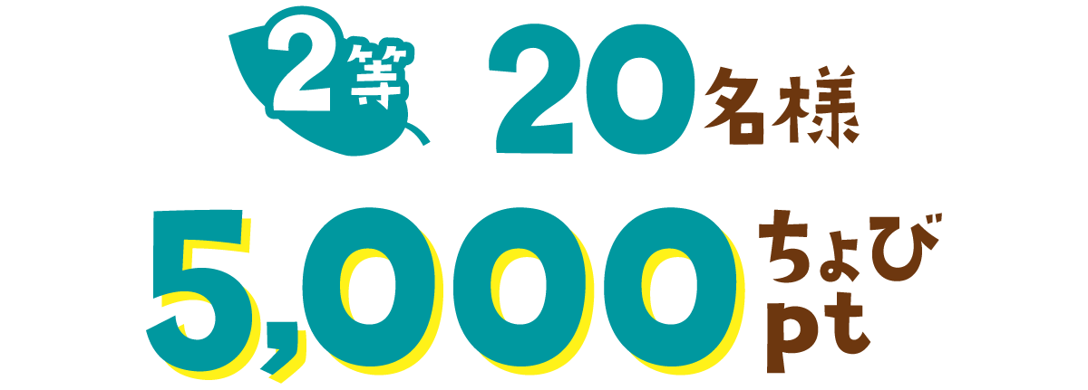 2等20名様5,000ちょびpt