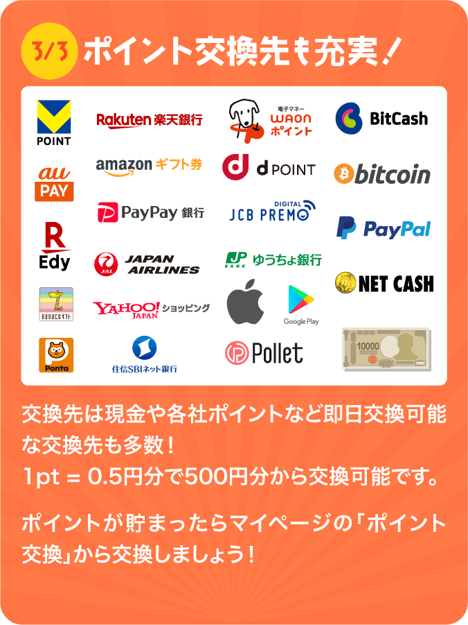 ポイント交換先も充実！